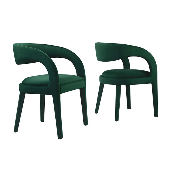 Modway Pinnacle Performance Velvet Dining Chair Set Of 2 - Green EEI-6563-GRN