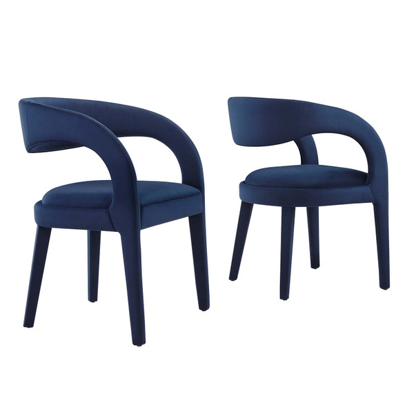 Modway Pinnacle Performance Velvet Dining Chair Set Of 2 - Midnight Blue EEI-6563-MID
