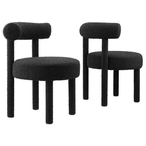 Modway Toulouse Boucle Fabric Dining Chair - Set Of 2 - Black EEI-6705-BLK