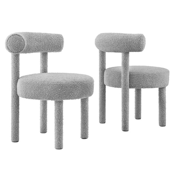 Modway Toulouse Boucle Fabric Dining Chair - Set Of 2 - Light Gray EEI-6705-LGR