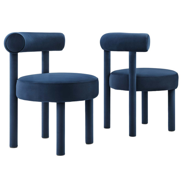 Modway Toulouse Performance Velvet Dining Chair - Set Of 2 - Midnight Blue EEI-6706-MID
