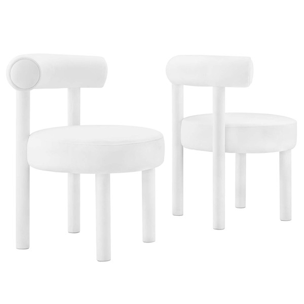 Modway Toulouse Performance Velvet Dining Chair - Set Of 2 - White EEI-6706-WHI