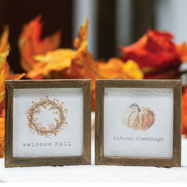 Mini Framed Fall Watercolor Art Assorted (Pack Of 2) G90472 By CWI Gifts