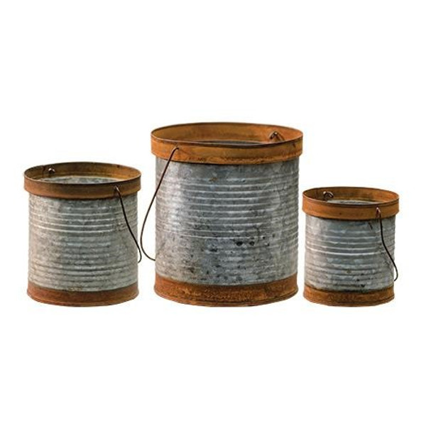 3/Set, Rusty/Galvanized Metal Canisters G9207XSSMRR By CWI Gifts