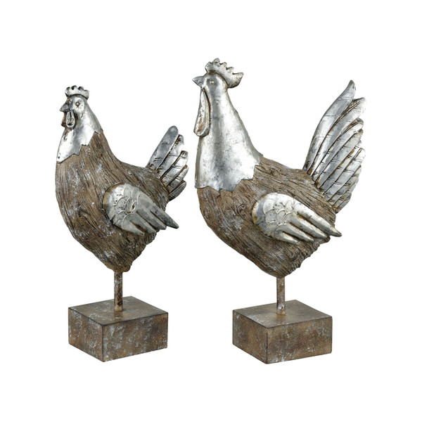 Elk Avery Hill Set Of 2 Chickens - Aged Hickory 015717