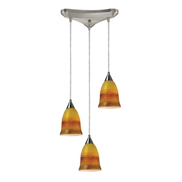 Elk Horizon 3-Light Pendant Earth In Satin Nickel 10218/3ERH