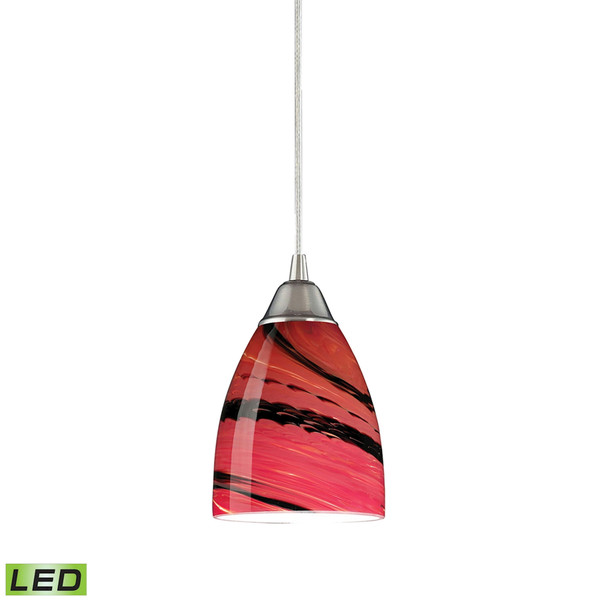 Elk Pierra 5'' Wide 1-Light Pendant - Satin Nickel With Autumn Glass (Led) 527-1A-LED