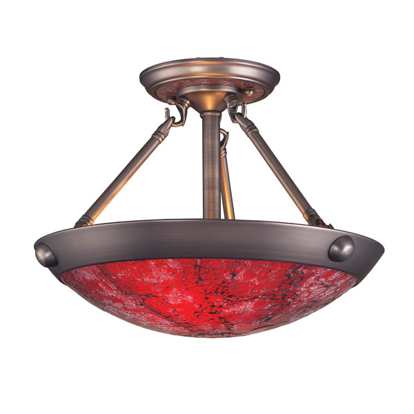 Elk Diamante Collection 2-Light Semi-Flush Mount In An Antique Pewter Finish With Ro 535-2AP-RGC