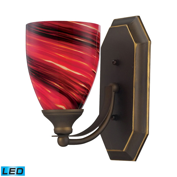 Elk 1 Light Vanity In Aged Bronze And Autumn Glass - Led Offering Up To 800 Lumens (60 Watt Equivalent) 570-1B-A-LED