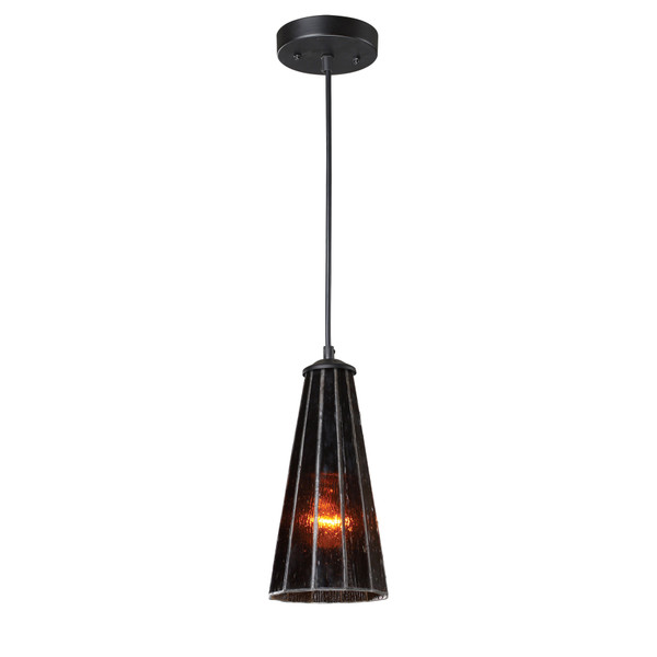 Elk Lumino 5'' Wide 1-Light Pendant - Translucent Amber In Matte Black 70000-1TA