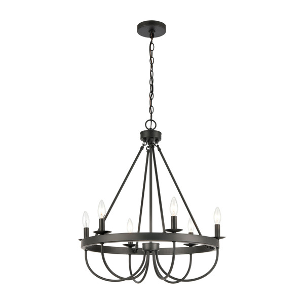 Elk Williamson 25'' Wide 6-Light Chandelier - Black 75077/6