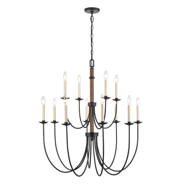 Elk Neville 34'' Wide 12-Light Chandelier - Charcoal Black 89709/8+4