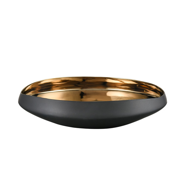 Elk Greer Bowl - Low Black And Gold Glazed H0017-9745
