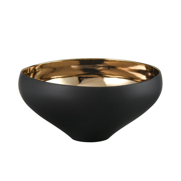 Elk Greer Bowl - Tall Black And Gold Glazed H0017-9754