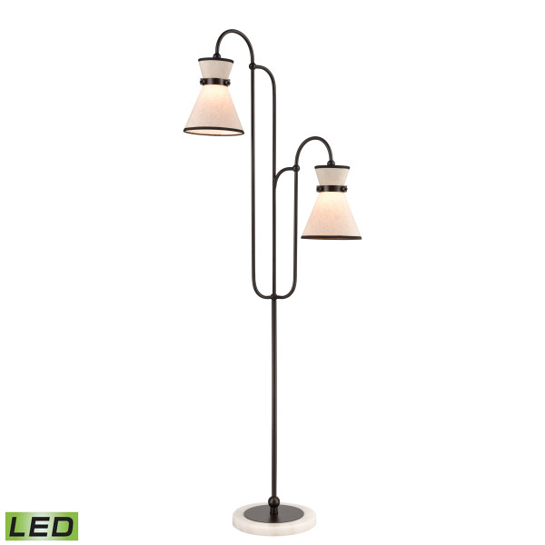 Elk Emsworth 63'' High 2-Light Floor Lamp - Matte Black - Includes Led Bulbs H0019-7984-LED