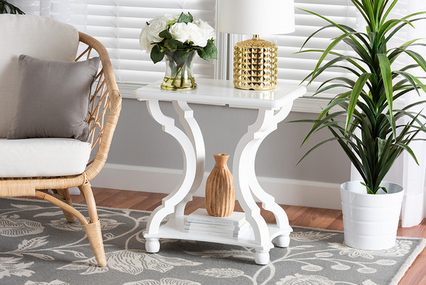 Cianna Classic And Traditional White Wood End Table By Baxton Studio JY21A025-White-Wooden-ET