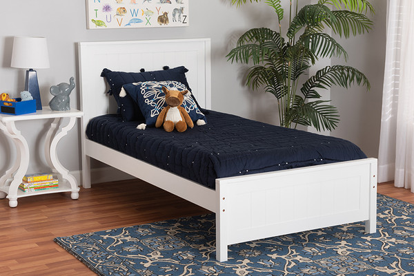 Neves Classic And Traditional White Finished Wood Twin Size Platform Bed By Baxton Studio Neves-White-Twin