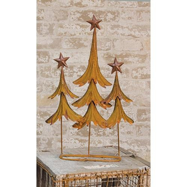 Rusty Metal Triple Tree GM8562 By CWI Gifts