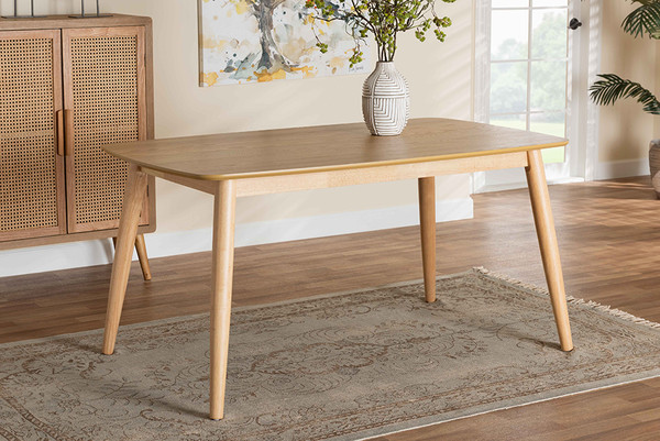 Flora Mid-Century Modern Natural Oak Finished Wood Dining Table By Baxton Studio Flora-Natural Oak-DT