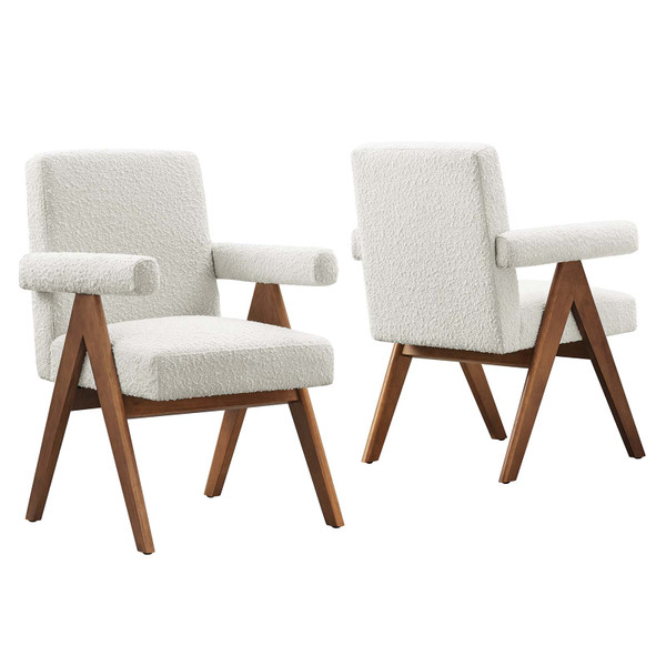 Modway Lyra Boucle Fabric Dining Room Chair - Set Of 2 EEI-6506-IVO