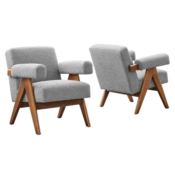 Modway Lyra Boucle Fabric Armchair - Set Of 2 EEI-6703-LGR