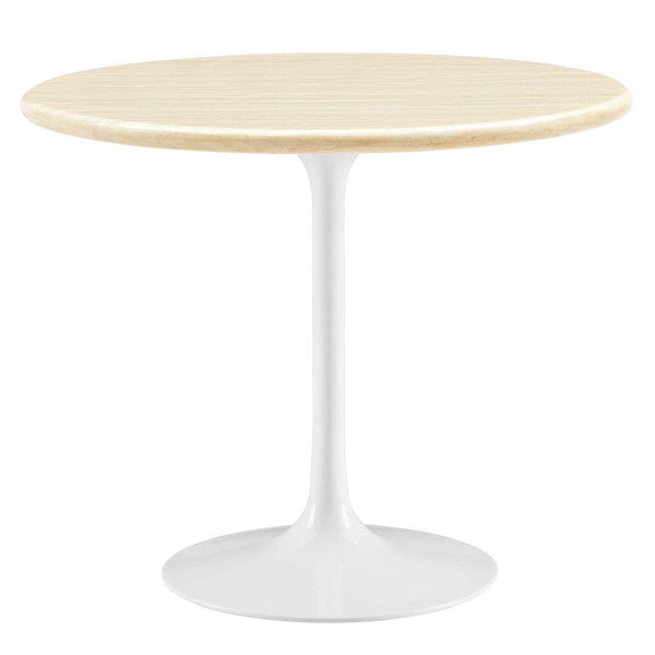 Modway Lippa 36" Round Artificial Travertine Dining Table EEI-6748-WHI-TRA