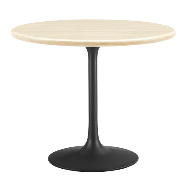 Modway Lippa 36" Round Artificial Travertine Dining Table EEI-6750-BLK-TRA