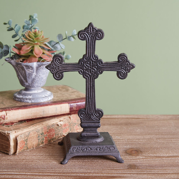 Ornate Cast Iron Cross Statue (Pack Of 2) 370969 By CTW Home