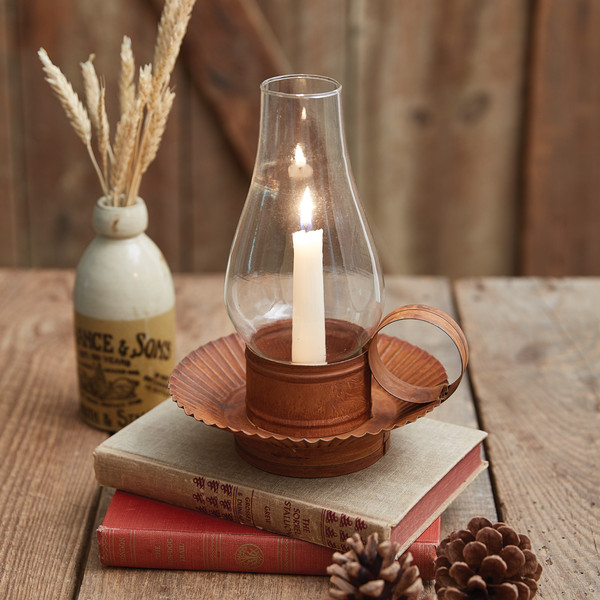 Rustic Chamberstick Candle Holder With Glass Hurricane 371035 By CTW Home