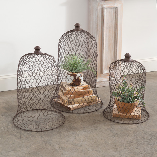 Set Of Three Wire Bell Cloches 460418 By CTW Home