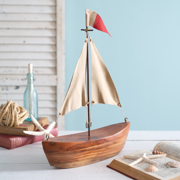 Handcrafted Sailboat Sculpture 510758 By CTW Home