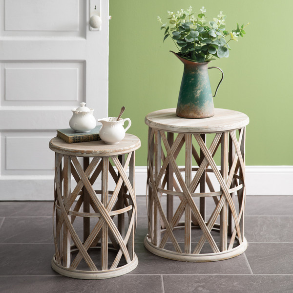 Set Of Two Basket Weave Accent Tables 530605 By CTW Home