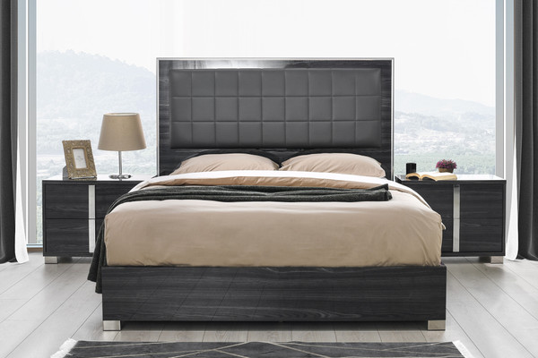 Giulia Queen Bed In Glossy Gray SR08-103Q By J&M