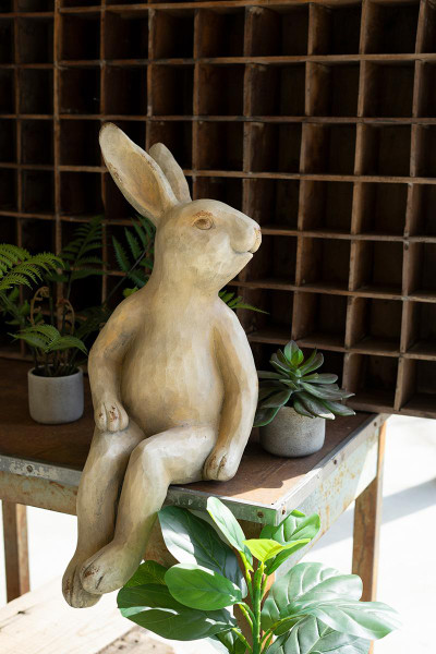 Kalalou CHE1531 Faux Concrete Rabbit Shelf Sitter