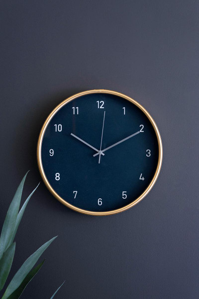 Kalalou CMAY1056 Black Faced Wall Clock With Metal Frame