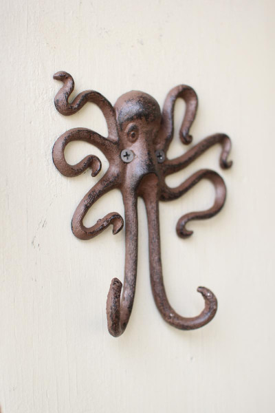 Kalalou CXX2816K Cast Iron Octopus Wall Hook (Pack Of 4)