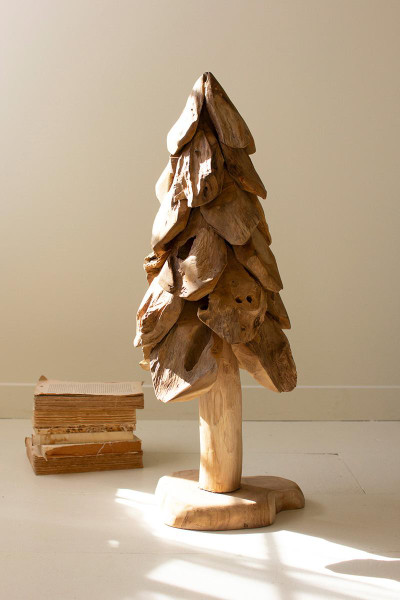 Kalalou DWA1035 Rustic Teak Christmas Tree - Large