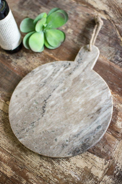 Kalalou NART1001K Round Grey Marble Cutting Board With Jute Hanger (Pack Of 2)