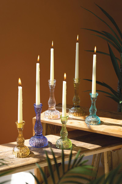 Kalalou NKS1006 Set Of Six Glass Taper Candle Holders