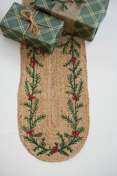 Kalalou NRV2417 Christmas Seagrass Table Runner