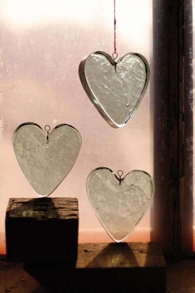 Kalalou PCGM2042K Glass Heart Ornament(Sold Pack Of 4)
