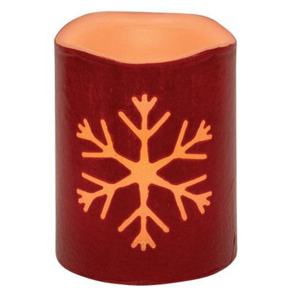 Red Snowflake Led Pillar GTLX76014 By CWI Gifts