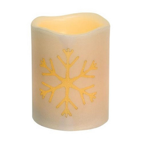White Snowflake Led Pillar Candle GTLX76016 By CWI Gifts