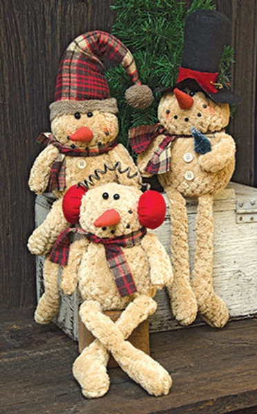 Sitting Chenille Snowman 3 Asstd. (Pack Of 3) GZOE007 By CWI Gifts