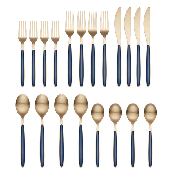 Kiernan Navy Pvd Champagne Satin 20-Piece Flatware Set Each 519120GZDS By Lenox