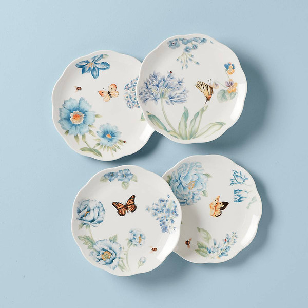 Butterfly Meadow Blue Dinnerware Dessert Plates (Set Of 4) 833416 By Lenox
