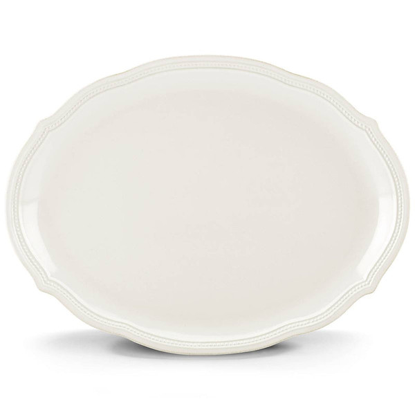 French Perle Bead White Dinnerware Oval Platter 16. 834015 By Lenox
