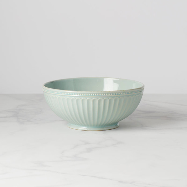 French Perle Groove Ice Blue Dinnerware Serving Bowl 856933 By Lenox