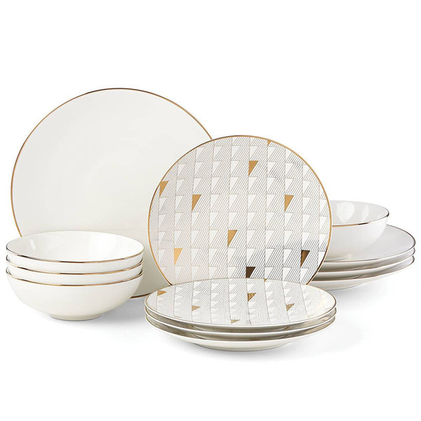 Trianna White Dinnerware 12-Piece Set 886123 By Lenox