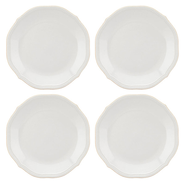 French Perle Bead White Dinnerware Dinner Plates (Set Of 4) 895711 By Lenox